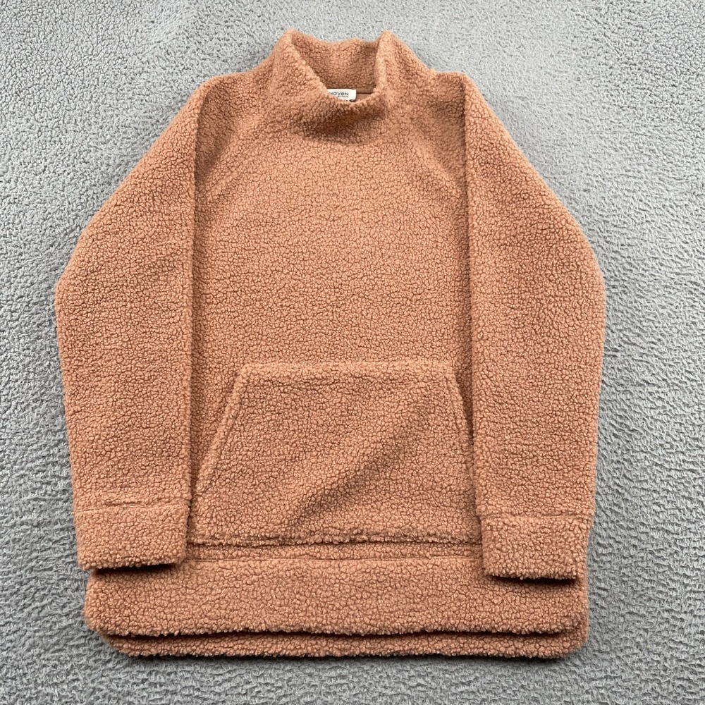 Haven Well Within Fleece Pullover Women Medium Brown Sherpa Mock Neck ID2726